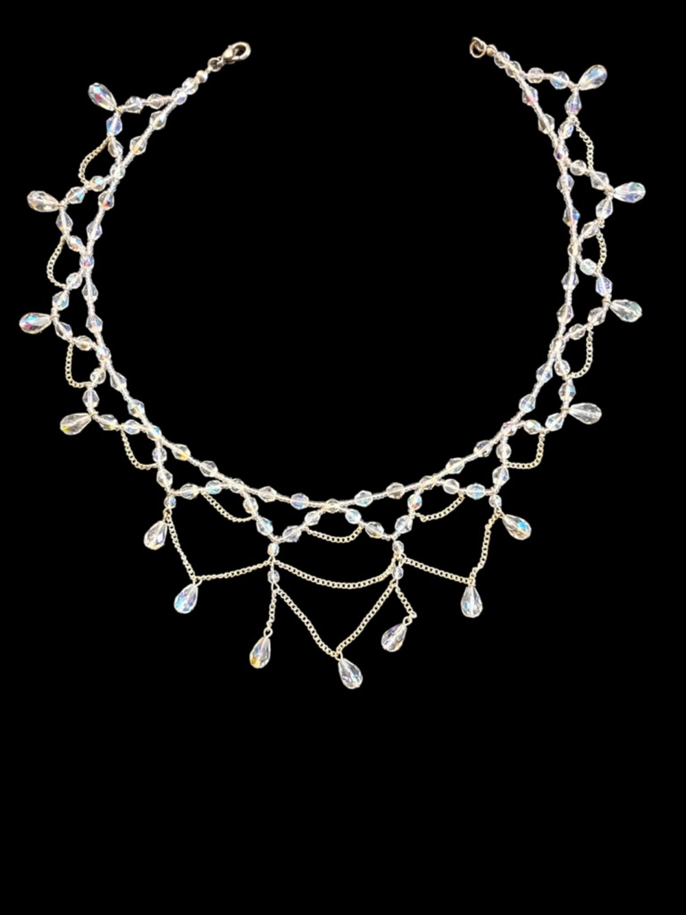 Crystal Teardrop Silver Necklace - Women Jewelry